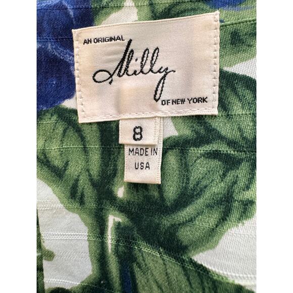 MILLY of New York Women's Blue Green Floral Sleeveless Sheath Dress Size 8 - Picture 4 of 8